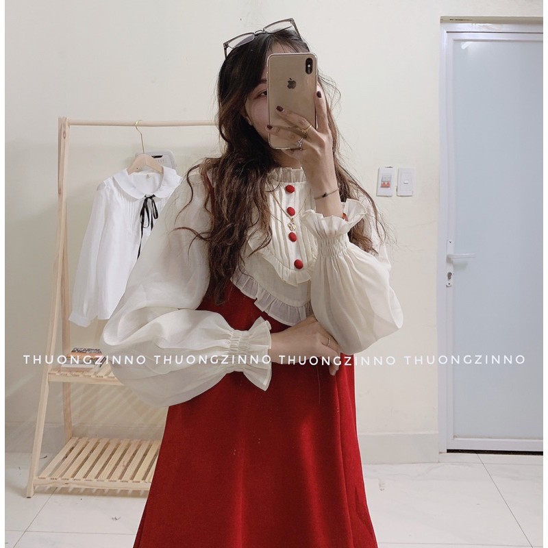 Váy nhung phối voan sang chảnh chất liệu vải mềm đẹp Đầm suông bánh bèo