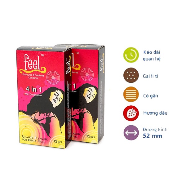 Bao cao su Feel 4in1  - Kéo dài thời gian - feel bao cao su
