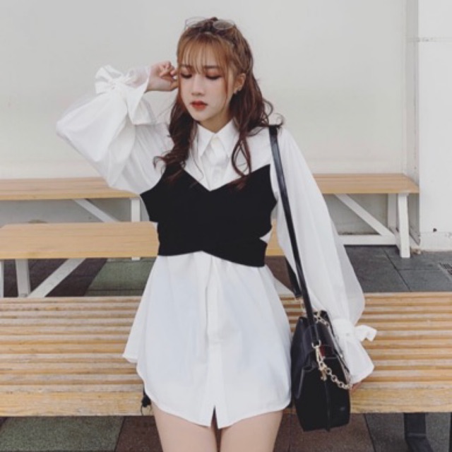 Sơ mi liền yếm ulzzang