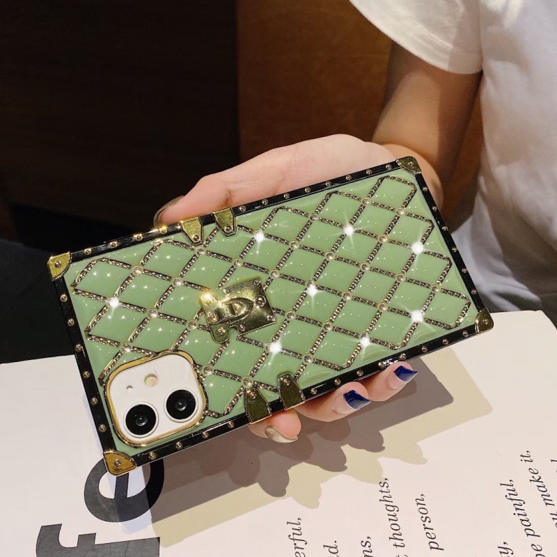 Ốp Điện Thoại Hình Vuông Mạ Điện Đính Đá Sang Trọng Cho iPhone 7 8 Plus X XR XS Max 11 12 13 Pro Max 12 13 Mini