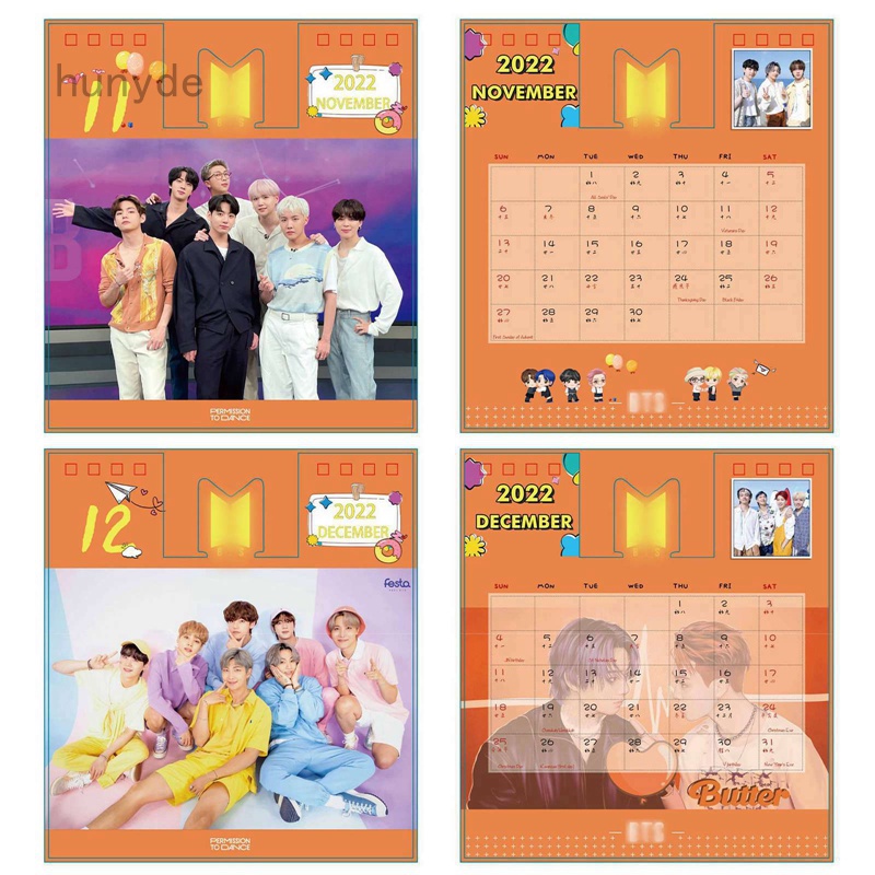 Lịch để bàn năm mới 2022 2022.01~2022.12 in hình nhóm nhạc BTS