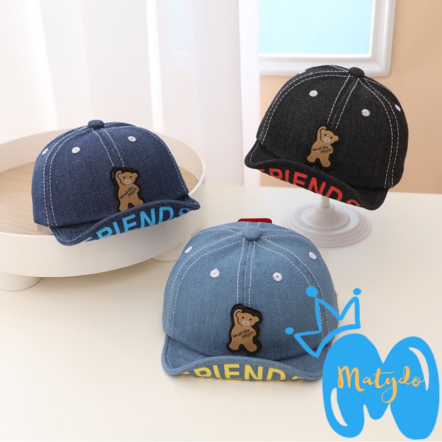 Mũ cho bé gái bé trai MATYDO nón lưỡi trai hình gấu FRIEND đáng yêu phụ kiện trẻ em mùa hè
