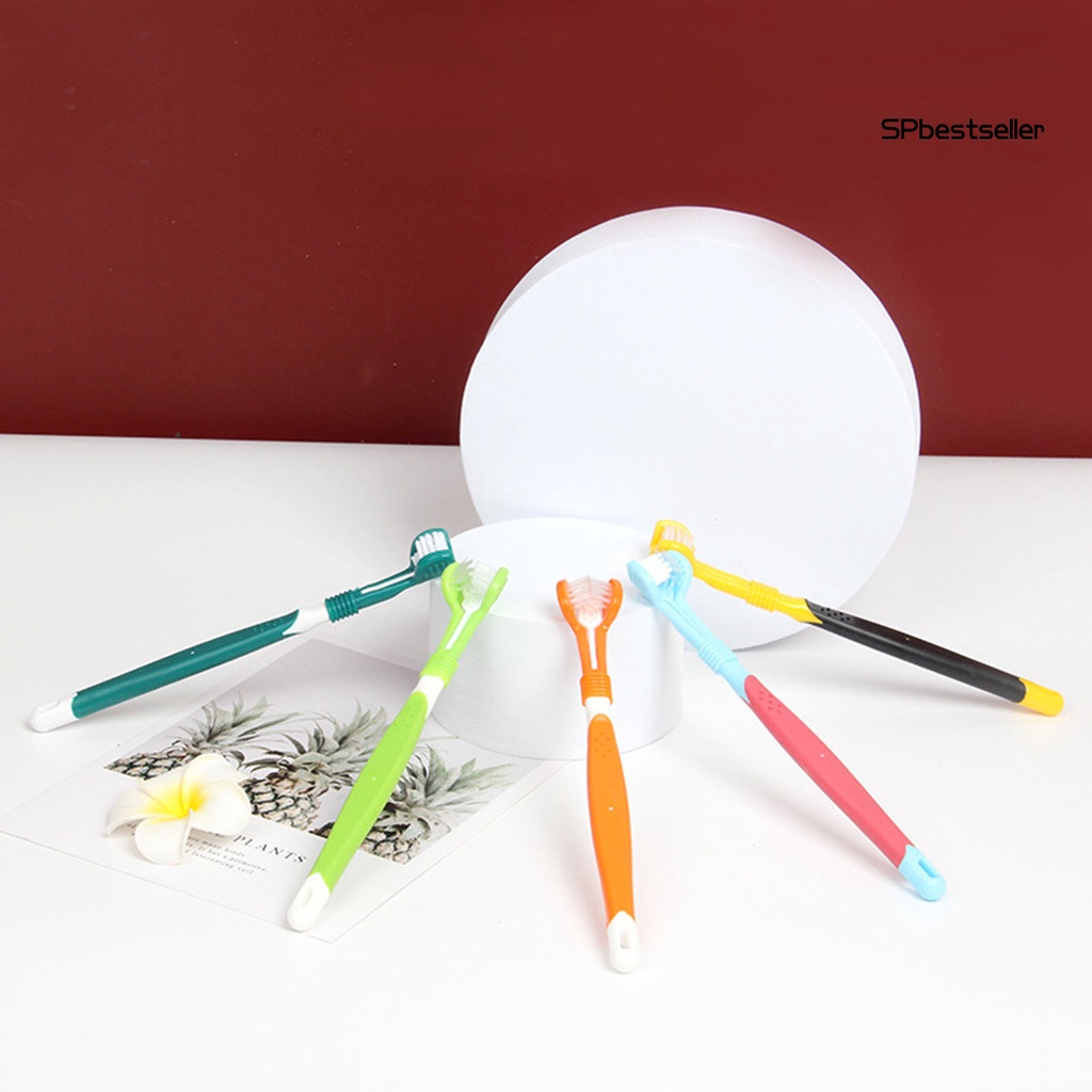 [Hàng mới về] Bàn chải đánh răng ba mặt bằng nhựa mềm dành cho thú cưng