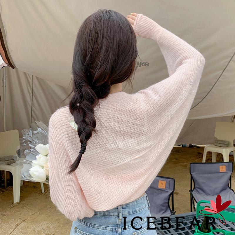 Áo Khoác Cardigan Dệt Kim Tay Dài Chống Nắng Màu Trơn Hở Phía Trước Cho Nữ