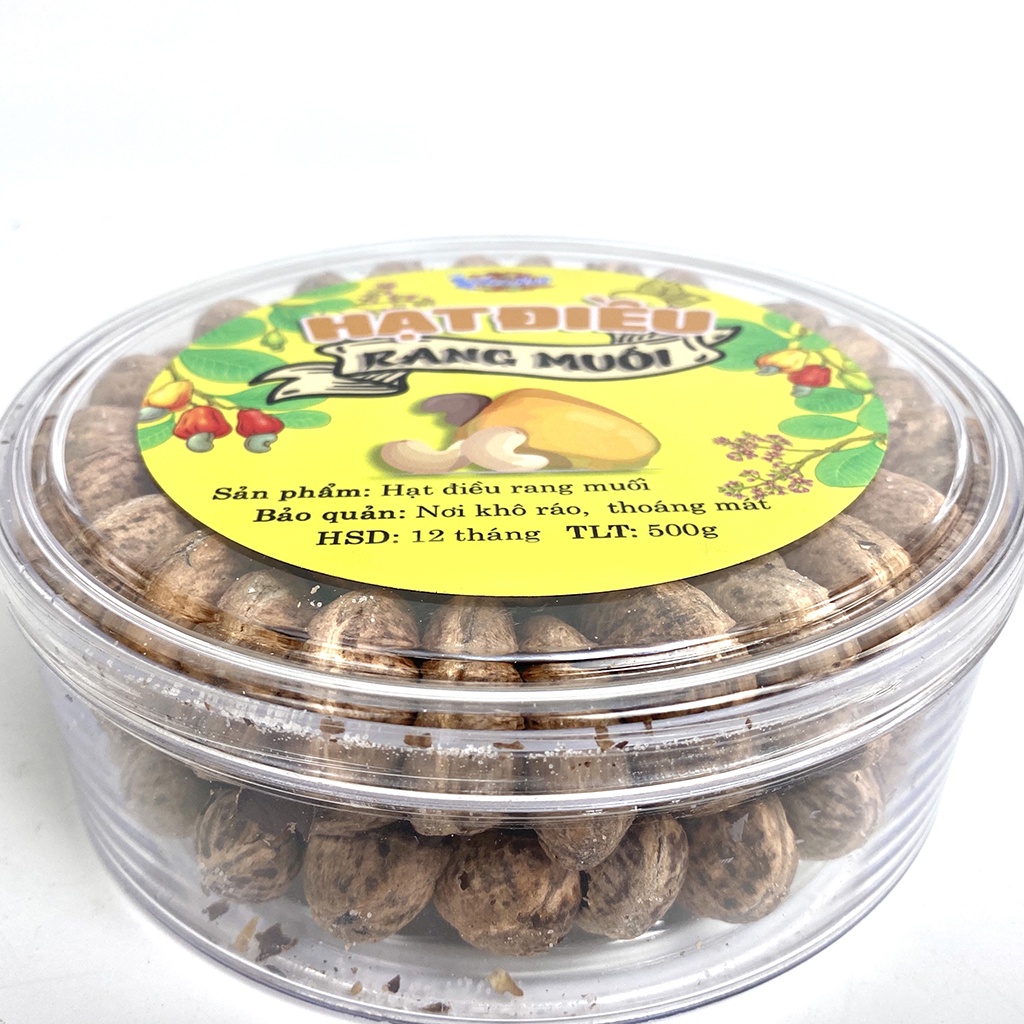 (Hộp tròn xếp hoa) Hạt điều rang muối 500g, hàng A Cồ, to đều, nguyên hạt - Hạt dinh dưỡng Đồ ăn vặt Healthy BeeNut