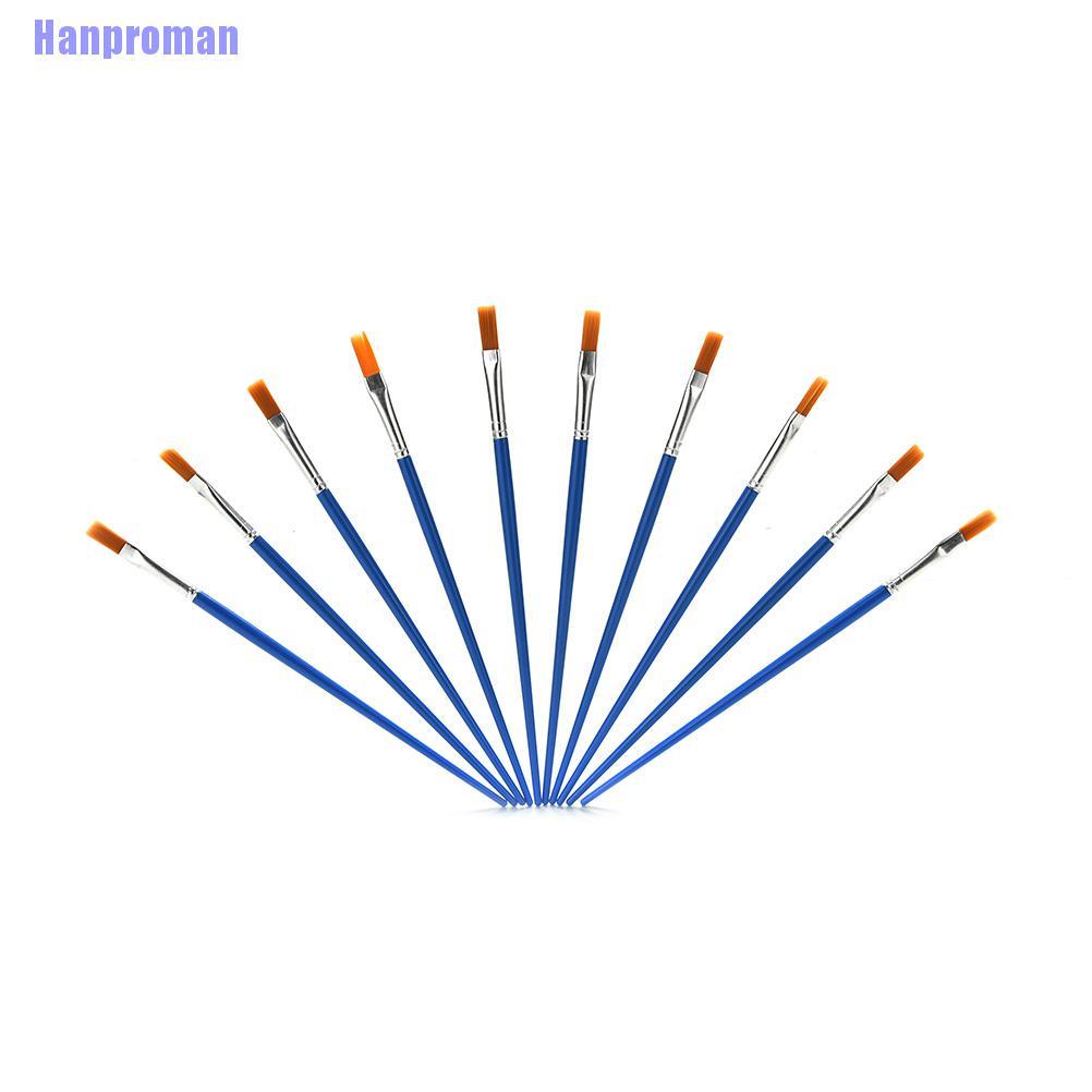 Hm> 10 Pcs/Set Paint Brush Set New Nylon Blue Brush Kid Watercolor Drawing Painting