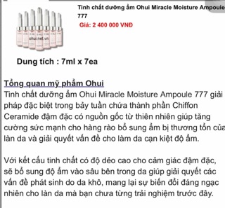serum dưỡng da ohui 777