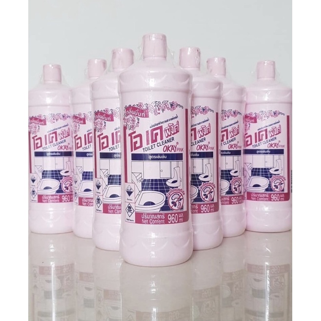 Tẩy Bồn Cầu Okay Pink Thái Lan Có Tem Chống Hàng Giả 960ml - Tẩy Nhà Vệ Sinh, Nhà Tắm Bị Ố Vàng