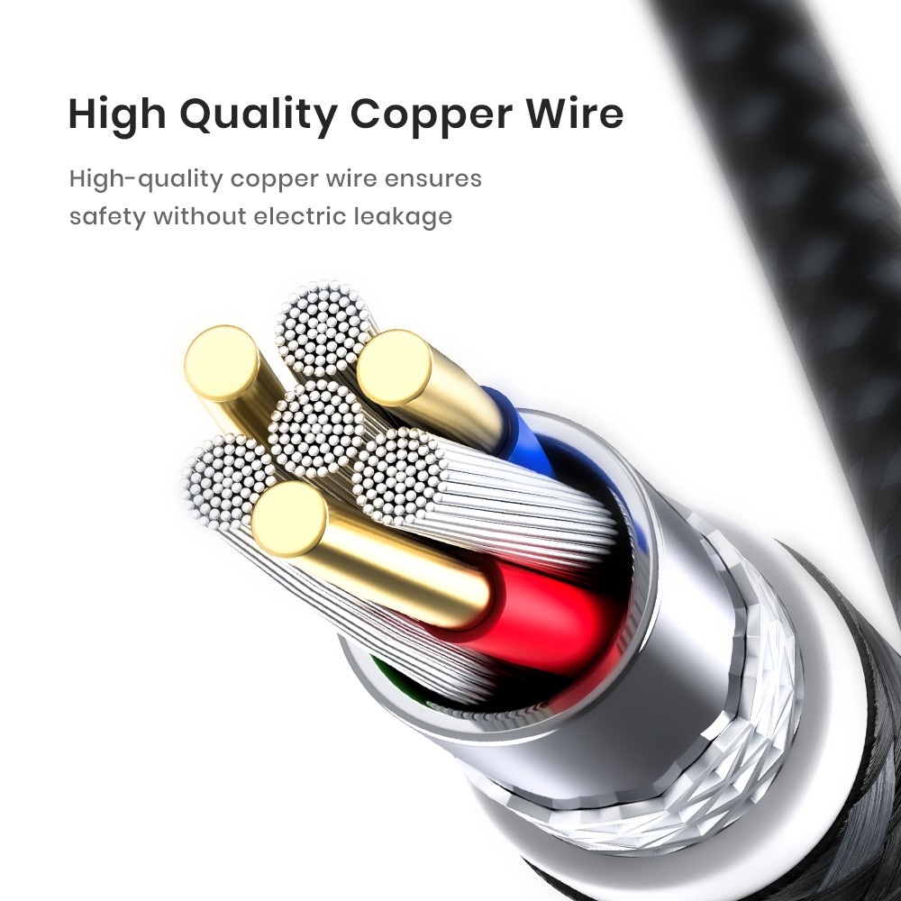 TOPK AC15 3A QC3.0 60W Fast Charging Cable Metal Shell Nylon Braided High Quality