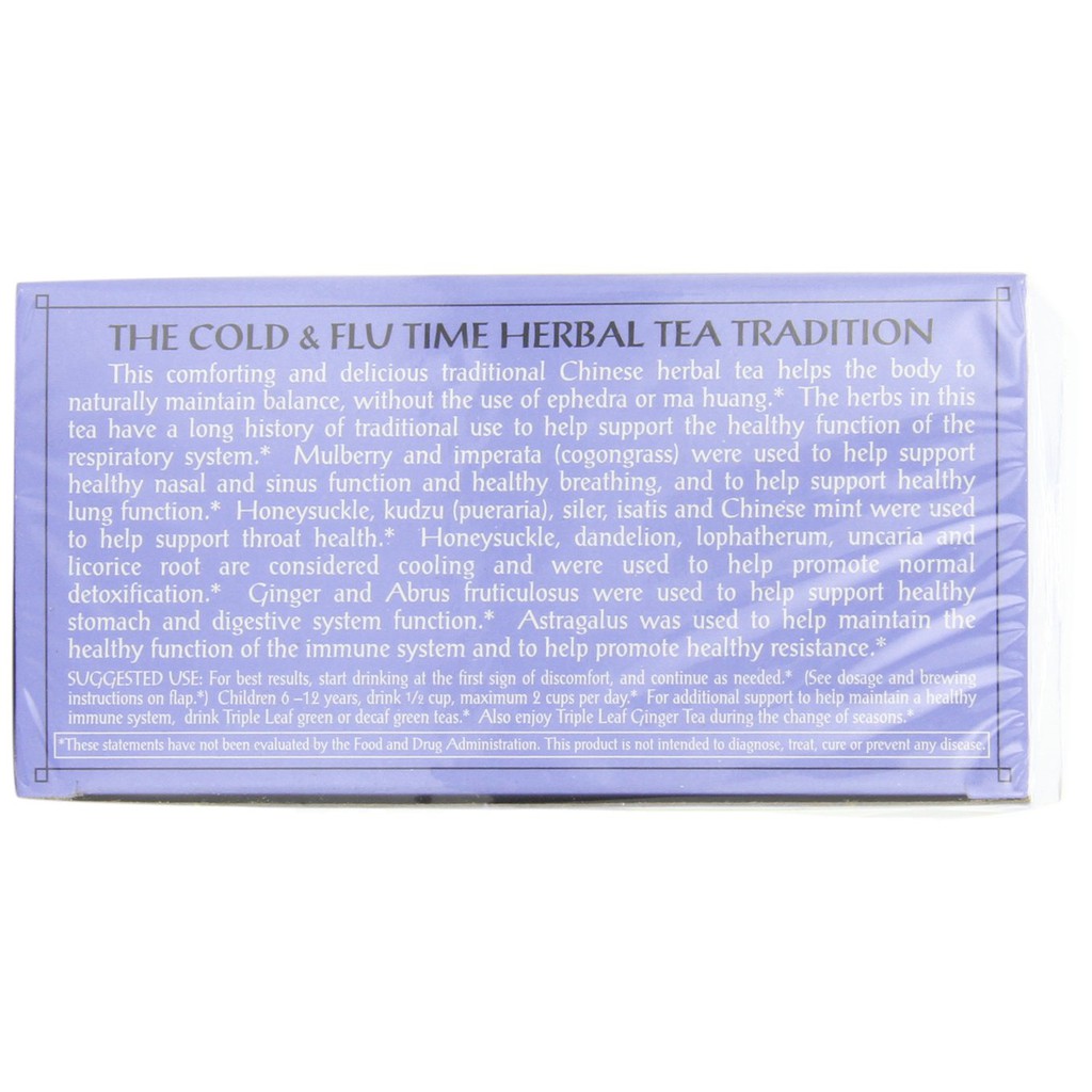 [EXP 2024] Trà Thảo Mộc Hỗ Trợ Sức Khỏe Đường Hô Hấp Triple Leaf Tea Cold &amp; Flu Time Tea 20 túi