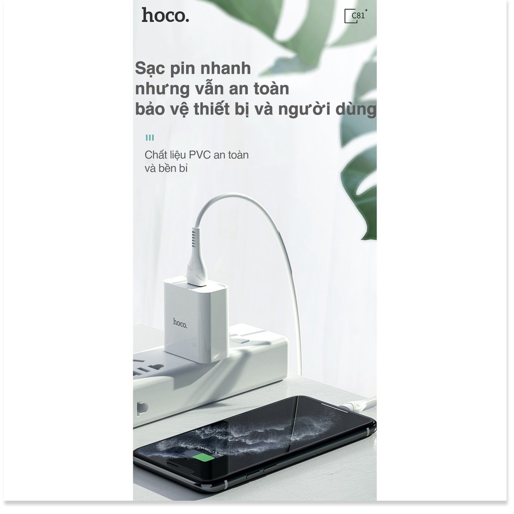 Cốc sạc Hoco C81 sạc nhanh 2.1A 1 cổng sạc USB chất liệu PVC an toàn dành cho iP Samsung Huawei Xiao.mi Oppo - Smart