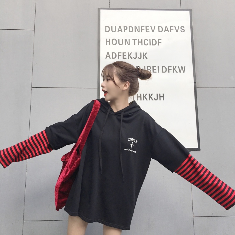 Áo hoodie dài tay in chữ phong cách Hàn Quốc