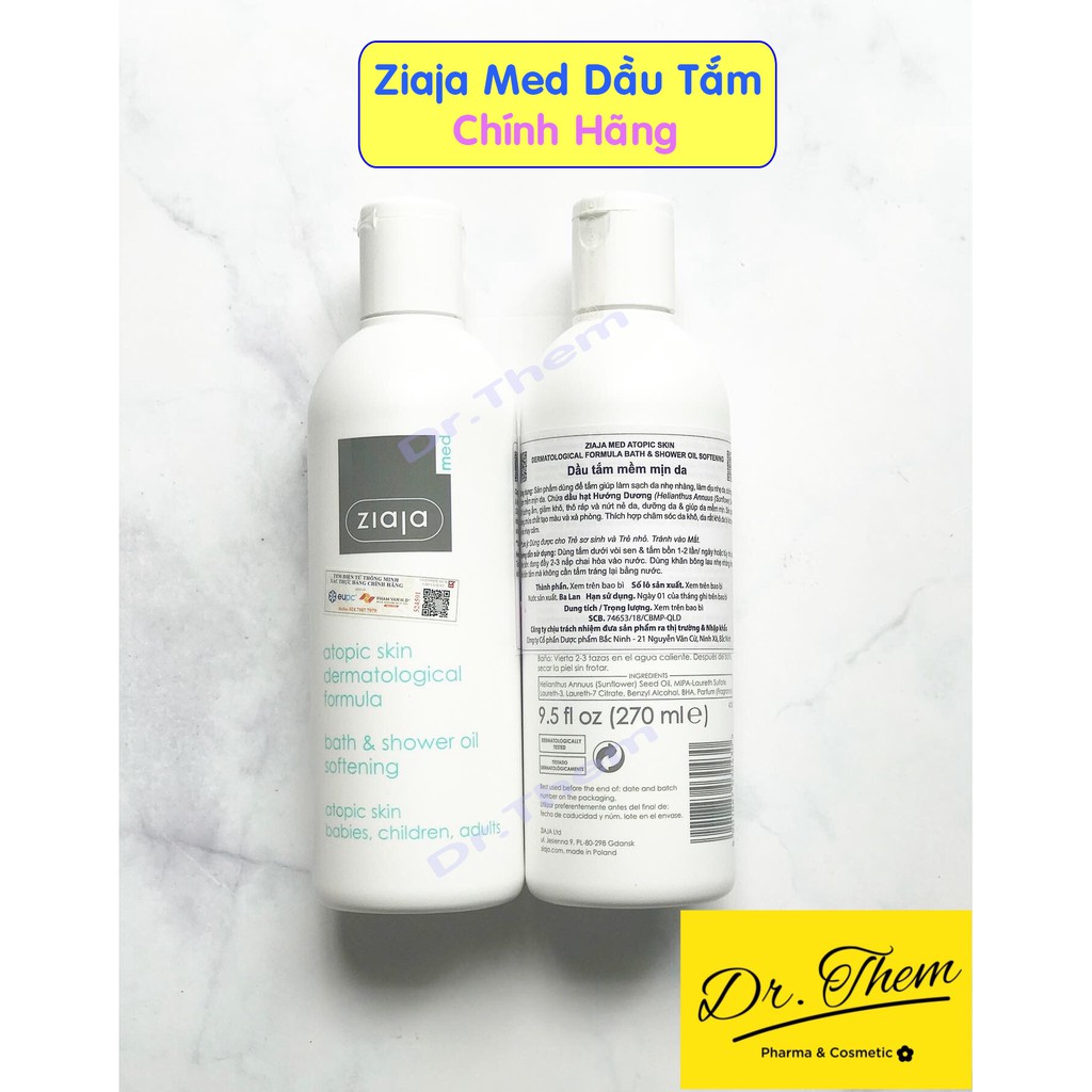 ✅[CHÍNH HÃNG] Dầu Tắm Mềm Mịn Da Ziaja Med Atopic Skin Dermatological Formula Bath & Shower Oil Atopy Sữa Tắm Ziaja