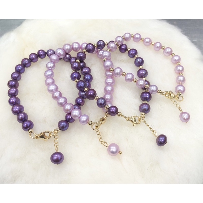 Vòng tay mix bi titan hạt ngọc trai nhân tạo 7ly