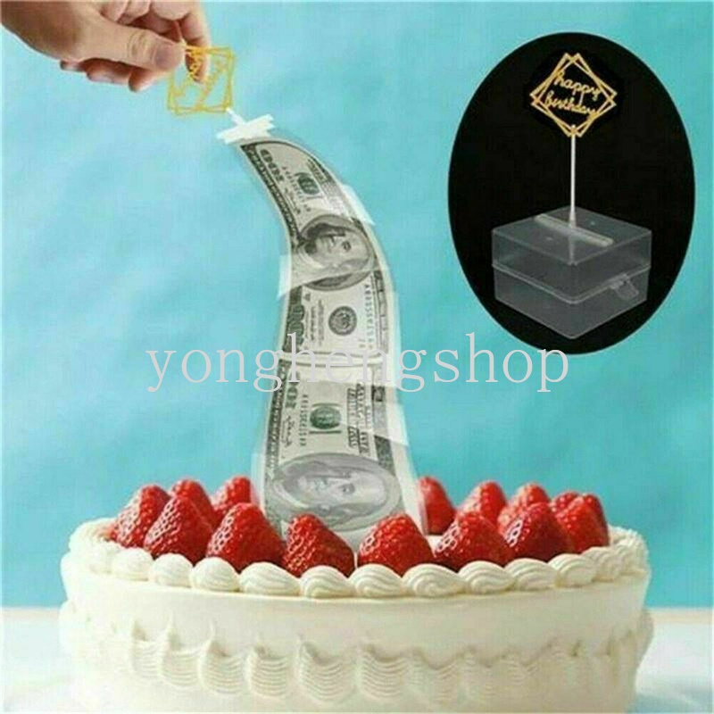 Hộp Đựng Tiền Trong Suốt Dùng Trang Trí Bánh Kem Sinh Nhật Độc Đáo