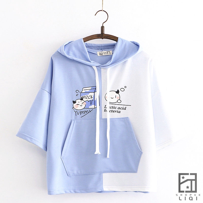 Áo Hoodie Tay Lỡ In Họa Tiết Ngọt Ngào Dễ Thương Phong Cách Nhật Bản Cho Nữ