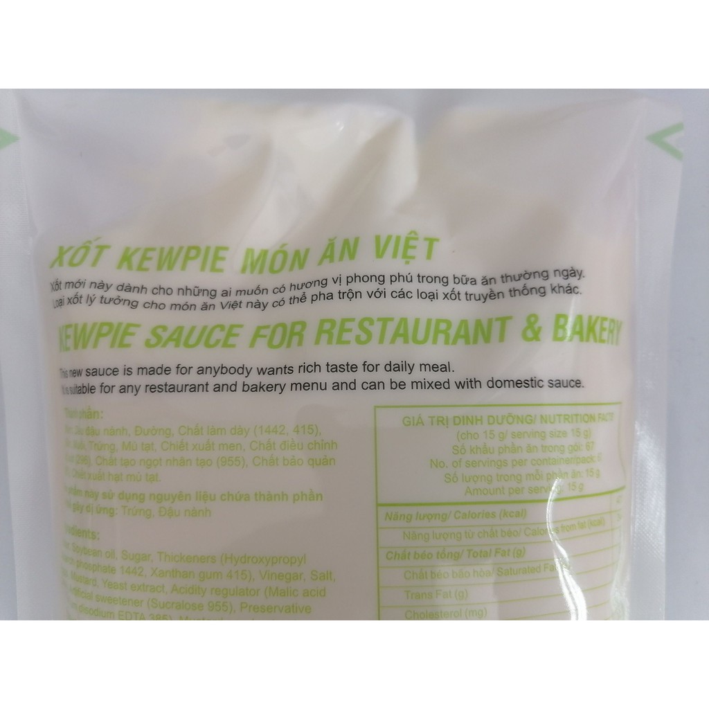 [TÚI 1 Kg (XANH LÁ) MÓN ĂN VIỆT] Xốt Mayonnaise [VN] KEWPIE Sauce for Restaurant &amp; Bakery (hty-hk)