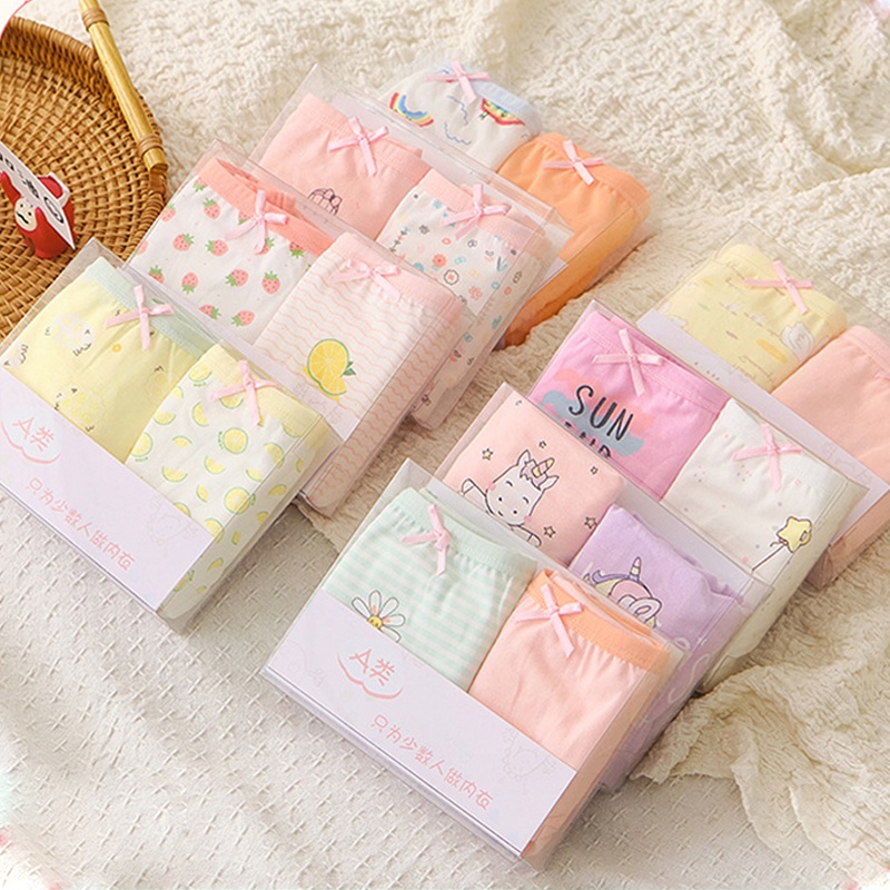 Set 2 quần chip tam giác bé gái, quần lót trẻ em cotton họa tiết dễ thương mềm mịn thoáng mát QL13