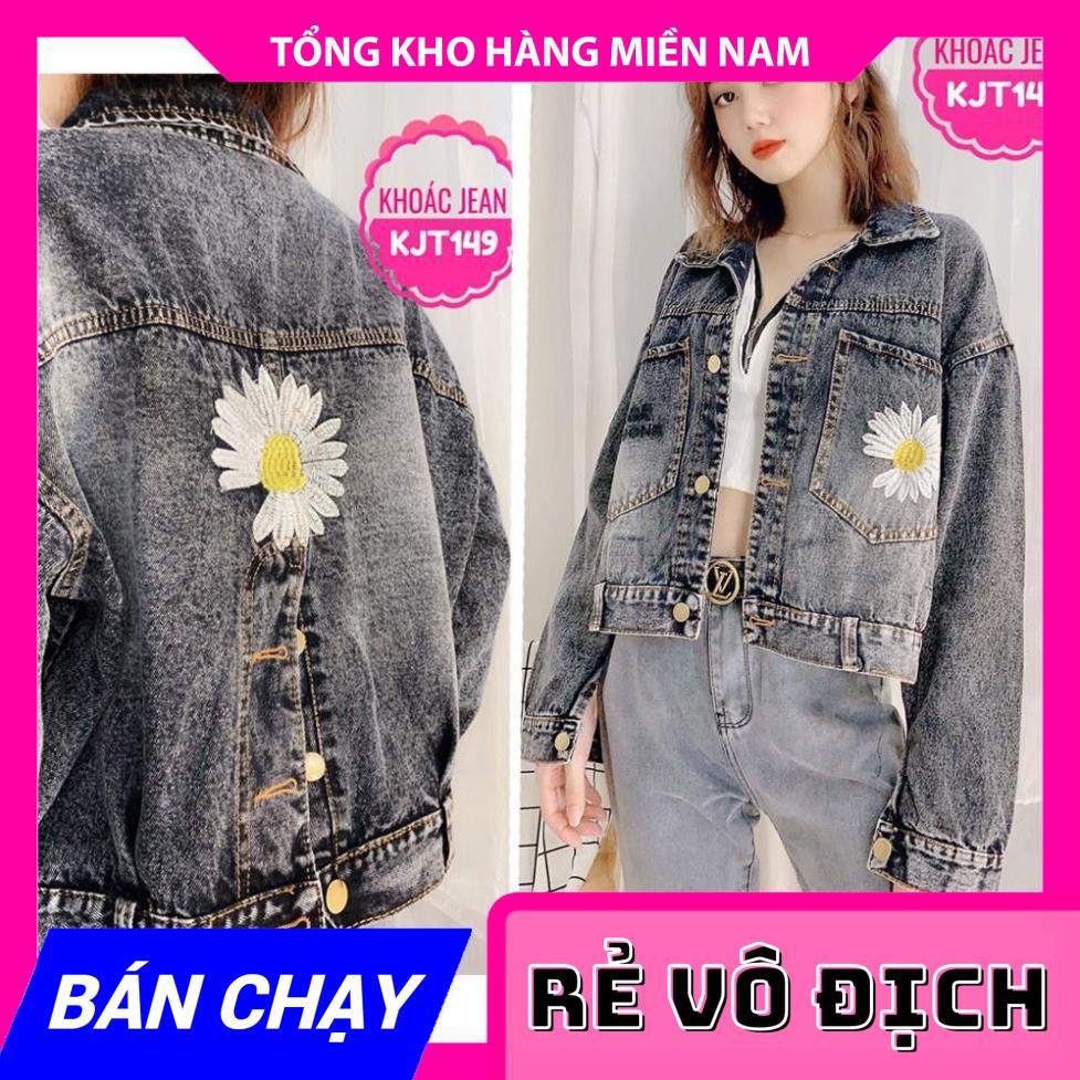 ÁO KHOÁC JEAN THÊU BÔNG CÚC XINH XẮN KJT149 100% ẢNH THẬT ÁO KHOÁC JEAN NỮ MY