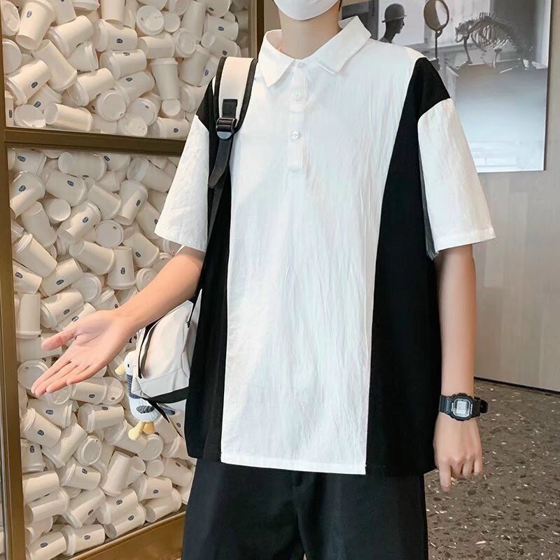 Áo Thun Unisex Cổ Bẻ Form Rộng Tay Lỡ