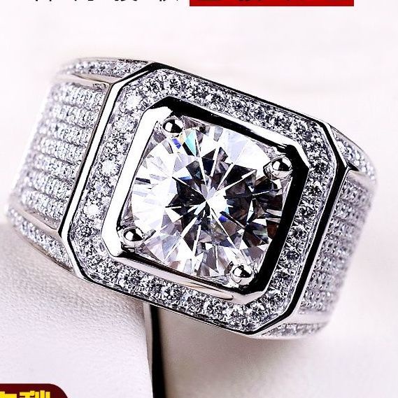 Nhẫn Kim Cương Bạch Kim 3 Carat Sang Trọng Thời Trang Cho Nam