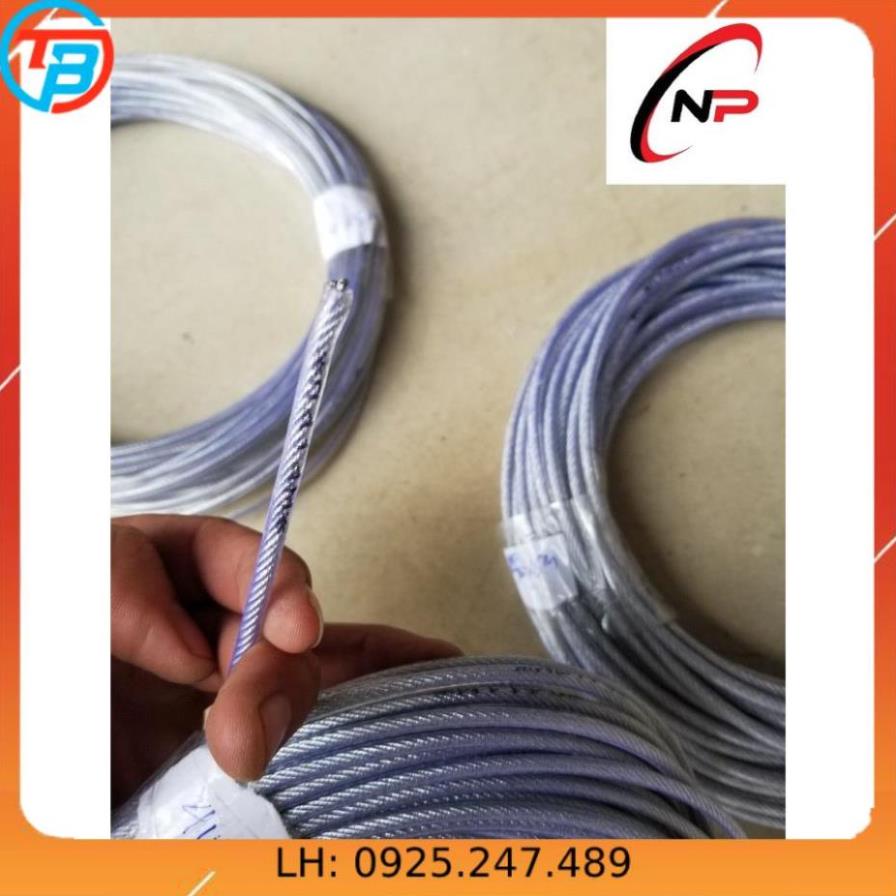 100 Mét Cáp Thép Bọc Nhựa 4mm.làm dây phơi quần áo,trang trí nhà cửa...kimkhinhatphat