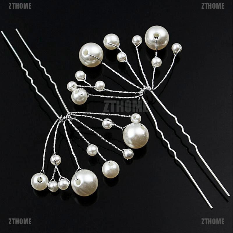 Kj♠ Trâm Cài Tóc Cô Dâu Hình Hoa Đính Pha Lê &amp; Ngọc Trai