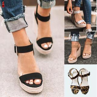 ☞Giày đi biển☜ Women Wedges Sandals High Heel Open Toe Breathable Female Casual Shoes for Summer