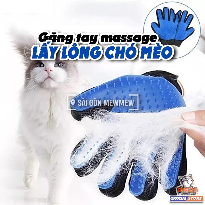 Găng tay lấy lông và massage cho thú cưng