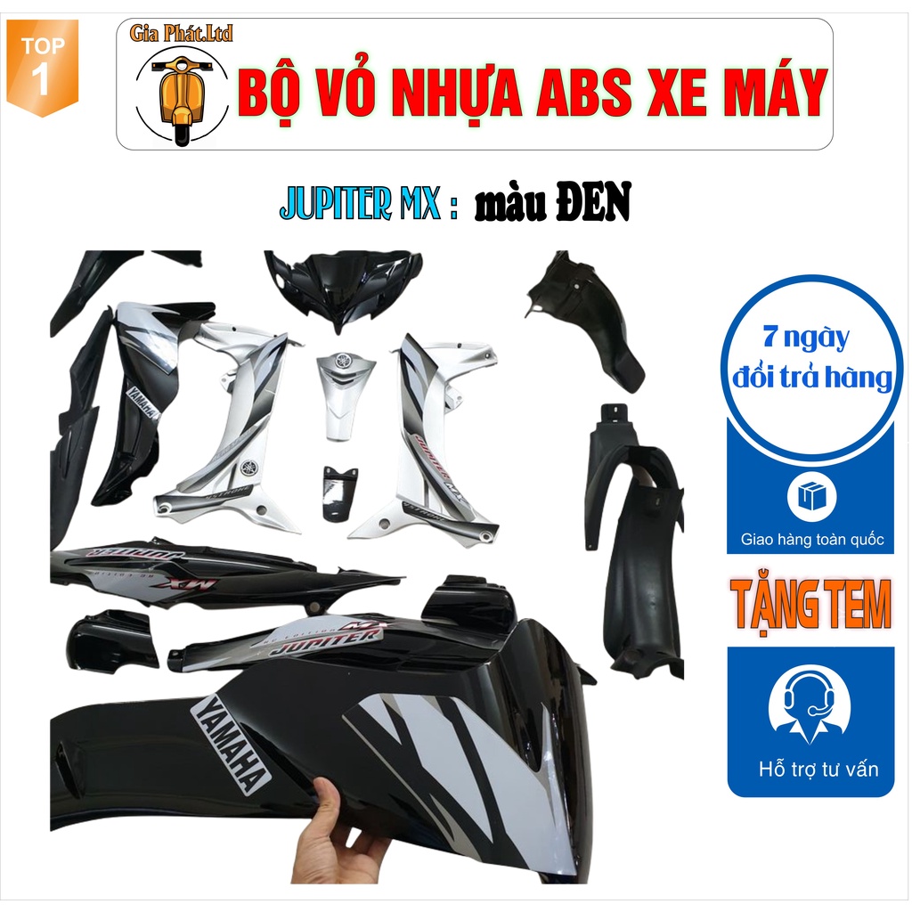Bộ dàn áo xe Jupiter MX MẮT CÁO , nhựa ABS nguyên sinh cao cấp màu ĐEN _ SPP-550