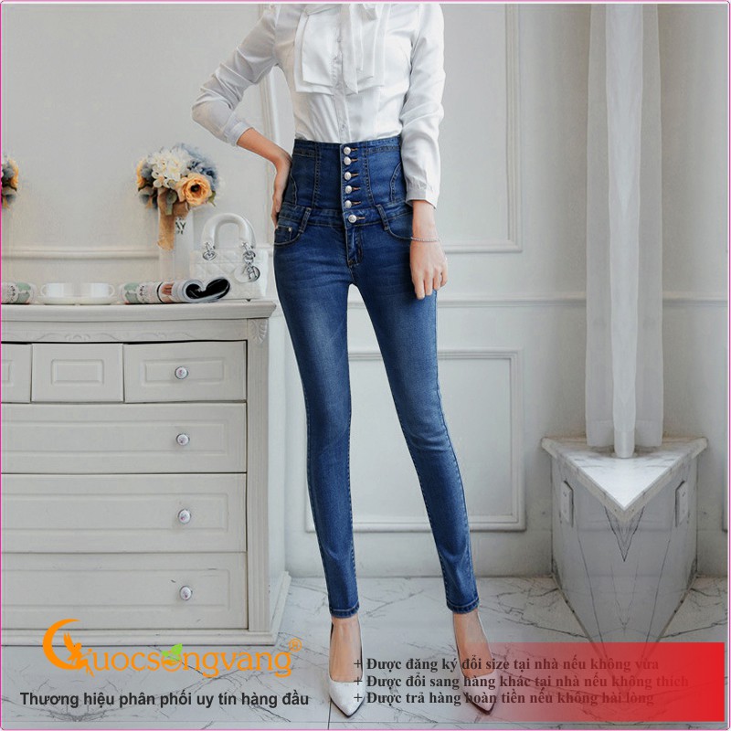 Quần nữ quần jean nữ lưng cao nhiều nút thắt dây GLQ026 Cuocsongvang