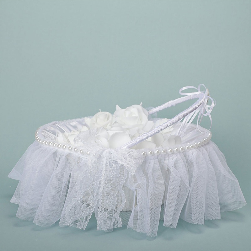 Giỏ Hoa Nhỏ Bằng Satin Phối Ren Và Ghim Cài Xinh Xắn Trang Trí Tiệc Cưới