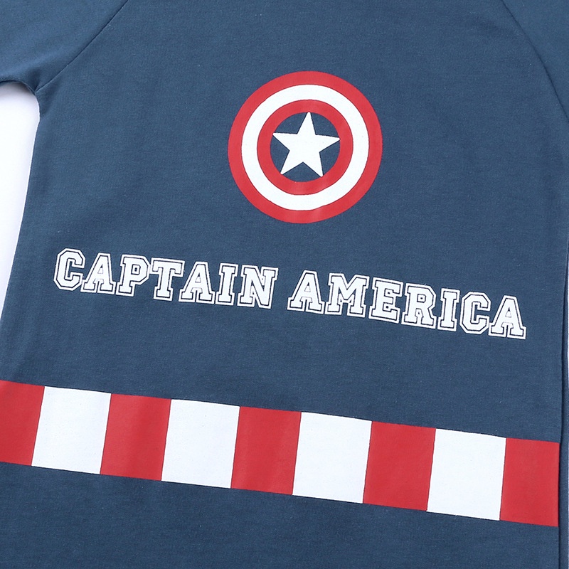 Bộ Áo Liền Quần Vải Cotton Tay Ngắn Hóa Trang Captain America Spiderman Cho Bé Trai 0-24 Tháng Tuổi
