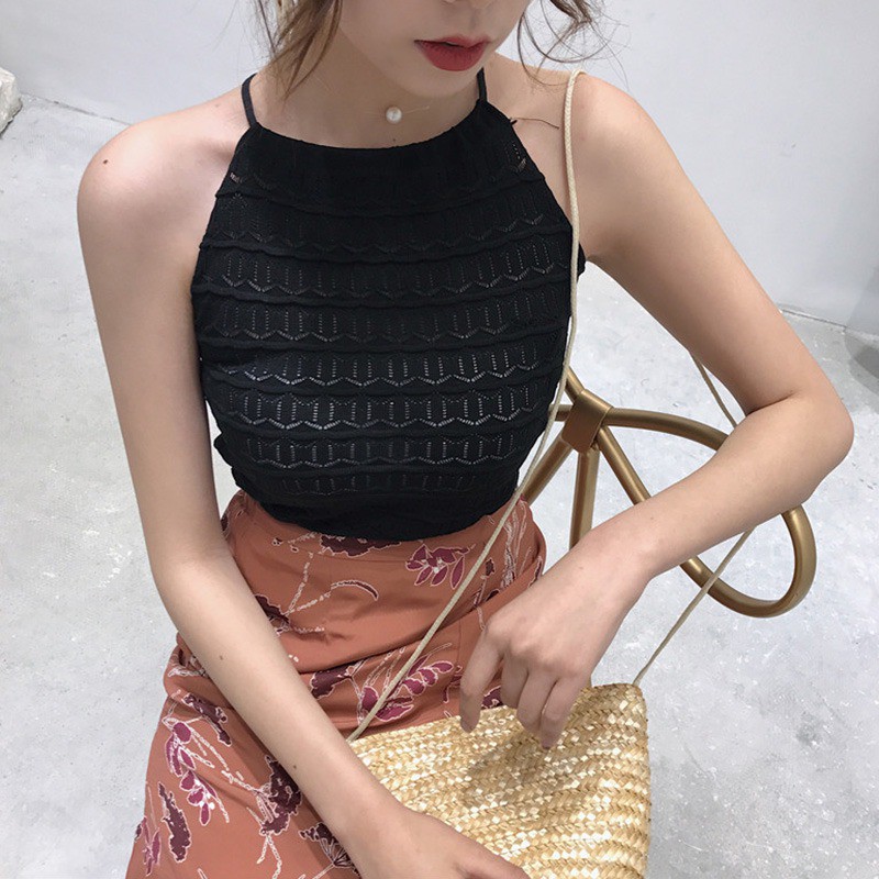Áo dệt kim nữ cổ chữ O không tay | BigBuy360 - bigbuy360.vn