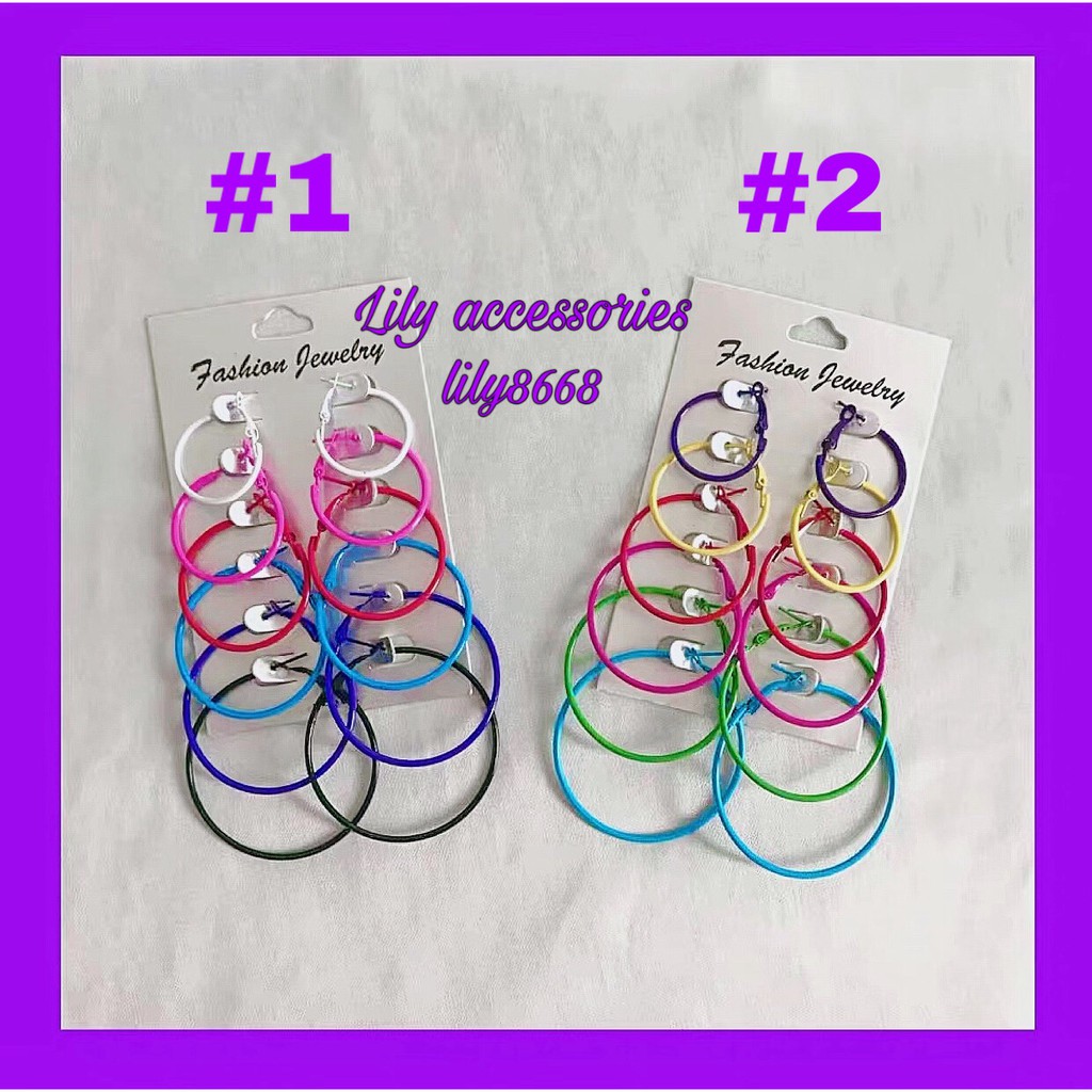 set 6 khuyên tròn sắc màu nhiều size cá tính