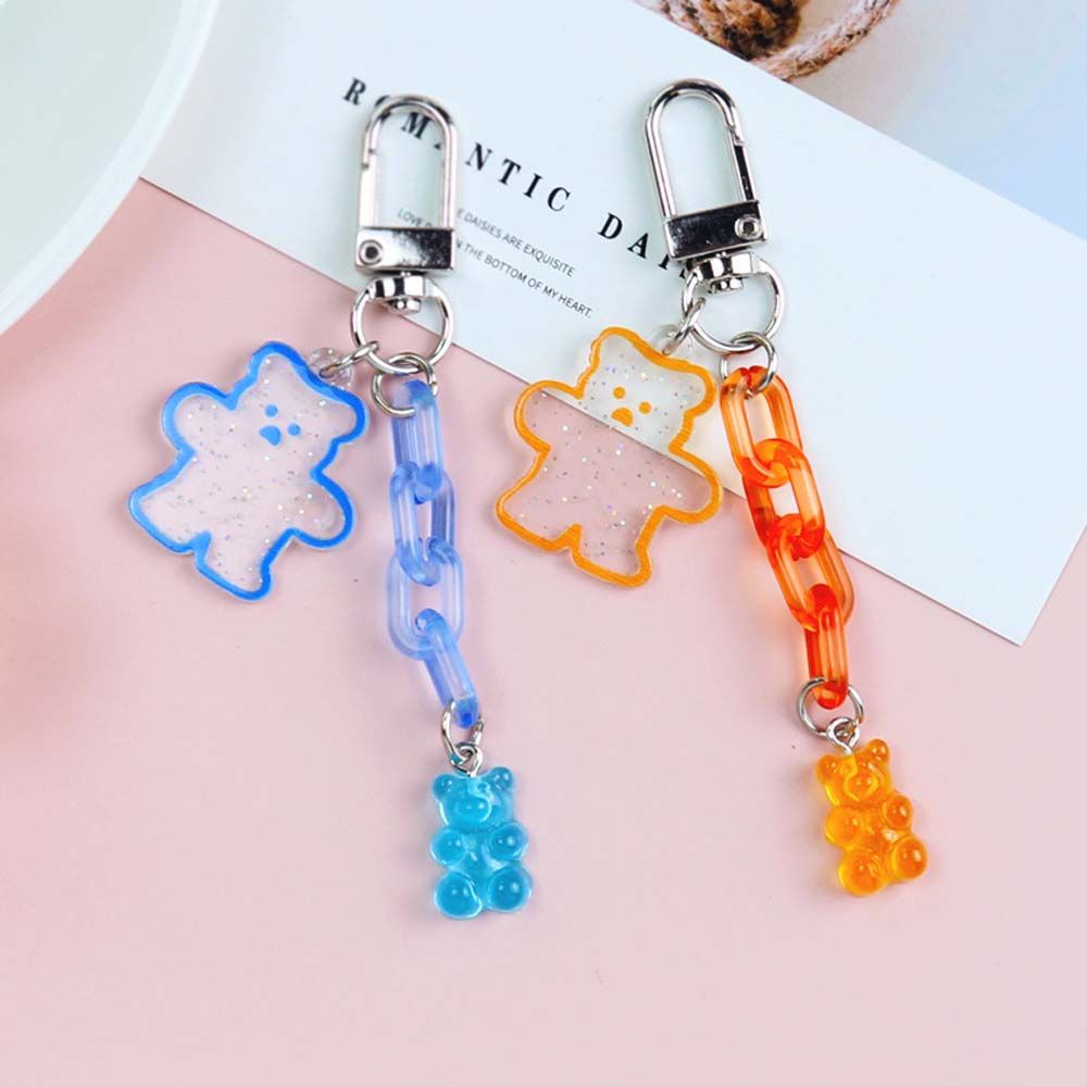Móc Chìa Khóa Bằng Acrylic Họa Tiết Gấu Hoạt Hình Nhiều Màu Dễ Thương
