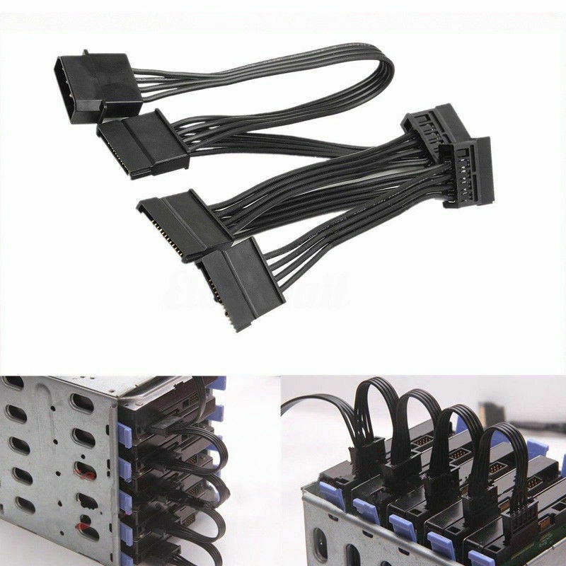 Dây Cáp Nguồn 4Pin IDE Sang 5 Cổng 4Pin Molex Sang Nhiều Cổng SATA 18AWG Cho Ổ Cứng HDD SSD PC