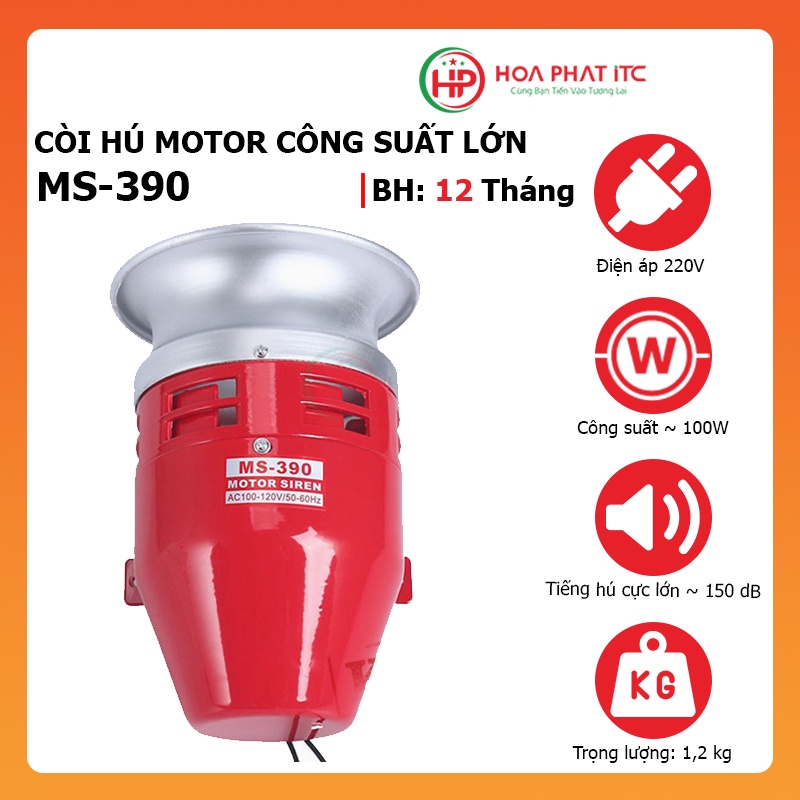 Còi hú Motor MS-390 công suất lớn