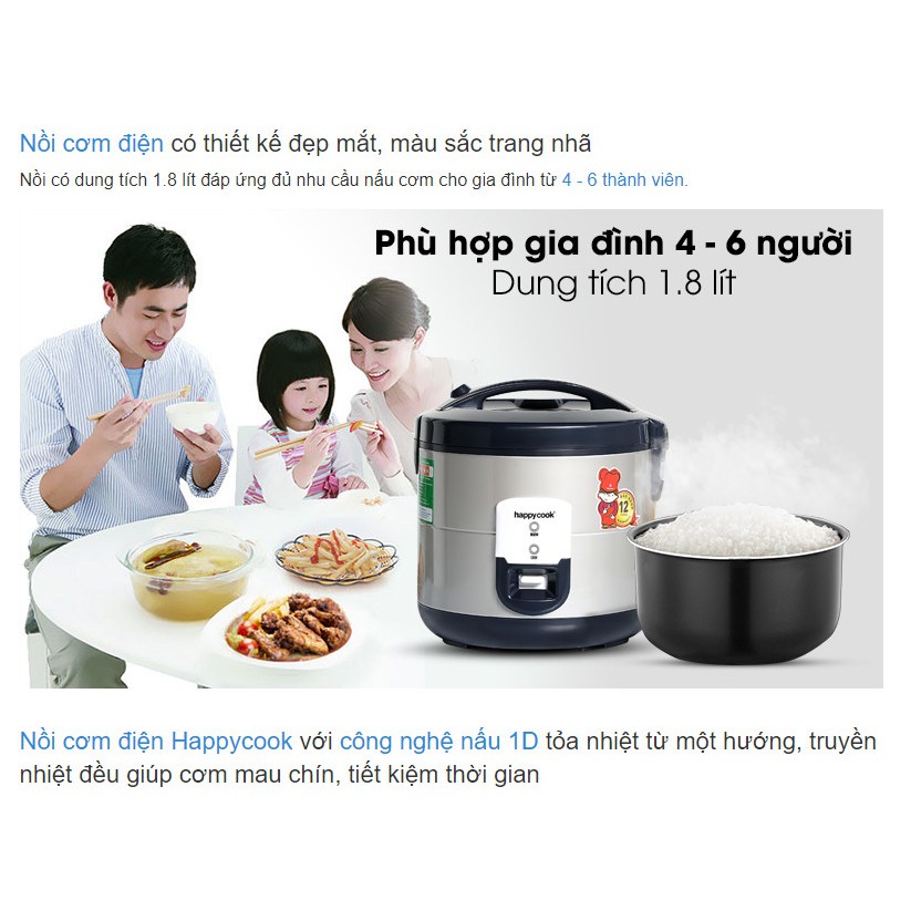 Nồi Cơm Điện Nắp Gài Happy Cook Thailand 1.8L HCJ