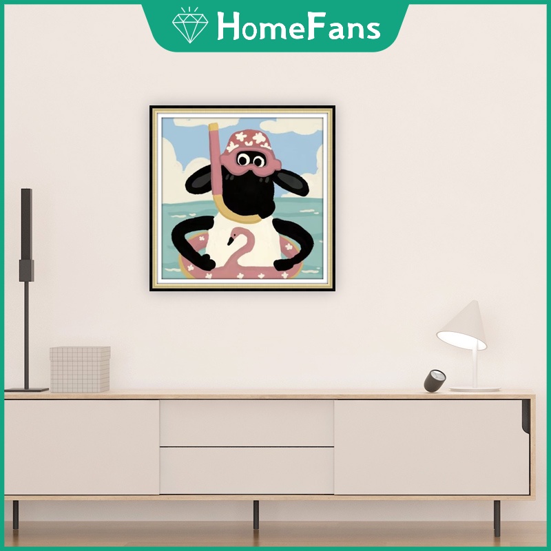 Bộ Tranh Đính Đá 5D Tự Làm 30x30cm / 40x40cm / 50x50cm Hình Chú Cừu Đáng Yêu Trang Trí Nhà Cửa