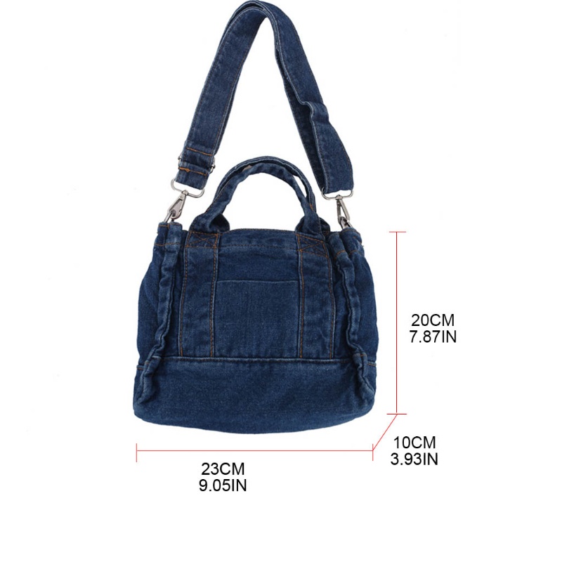 Túi Xách Đeo Vai Vải Denim Có Khóa Kéo Thời Trang Cho Nữ