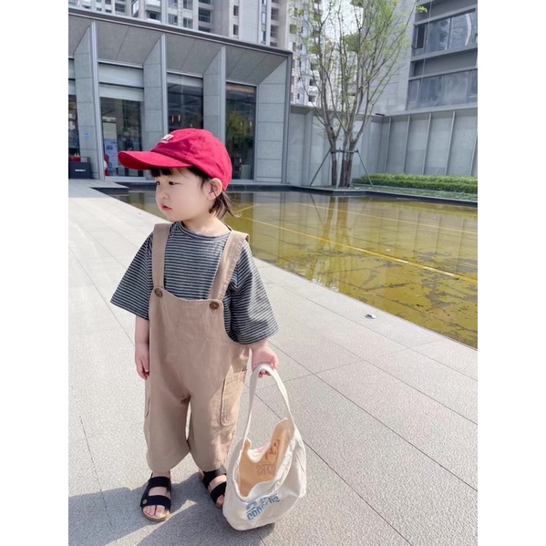 Yếm kaki đơn màu dễ thương cho bé Y632 [Form lớn hơn 0.5 size và rộng bề ngang]