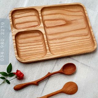 Khay order ba ngăn khay ăn gỗ tần bì