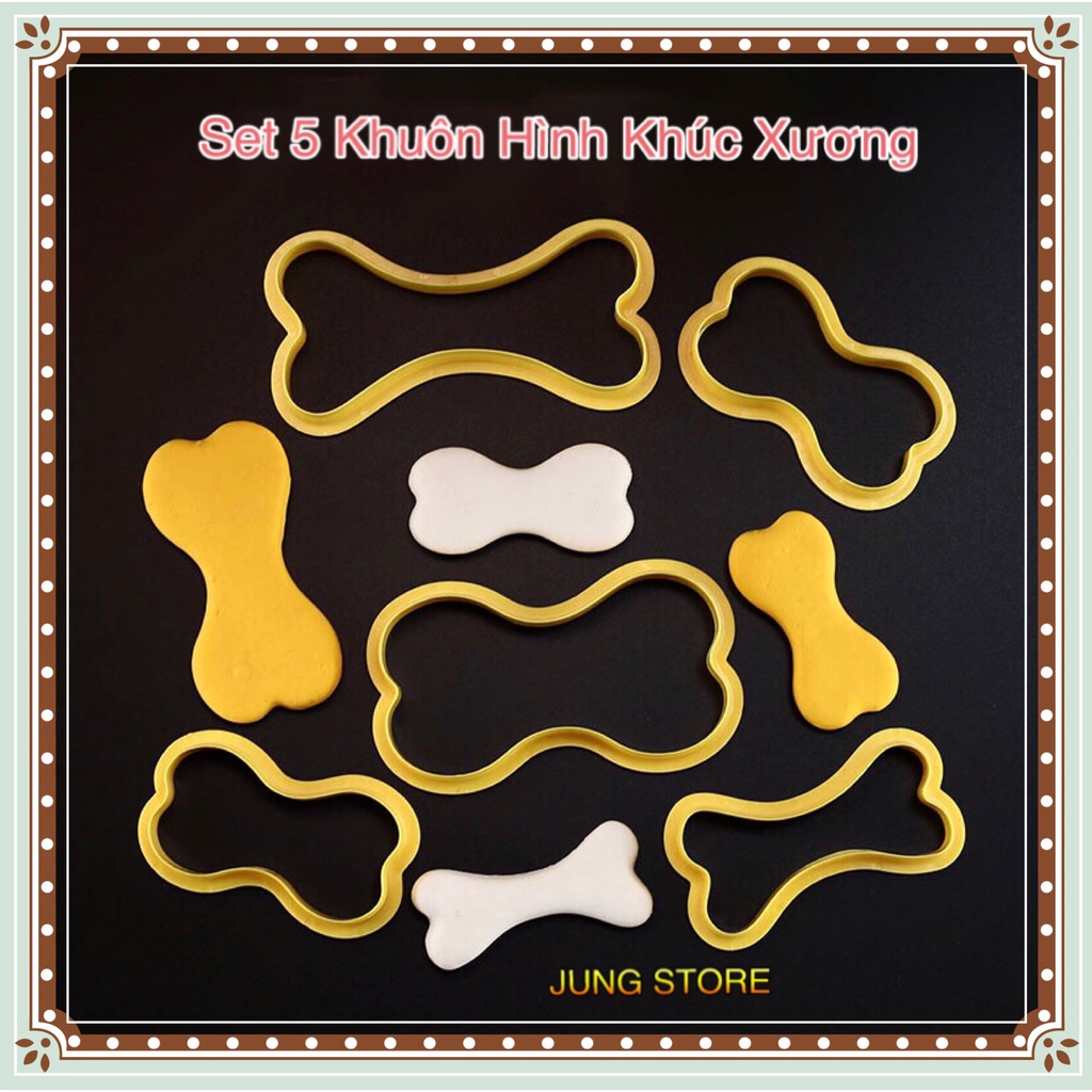 Bộ 5 Khuôn tạo hình bánh bao, bánh kem, bánh mì, bánh quy hình khúc xương M203