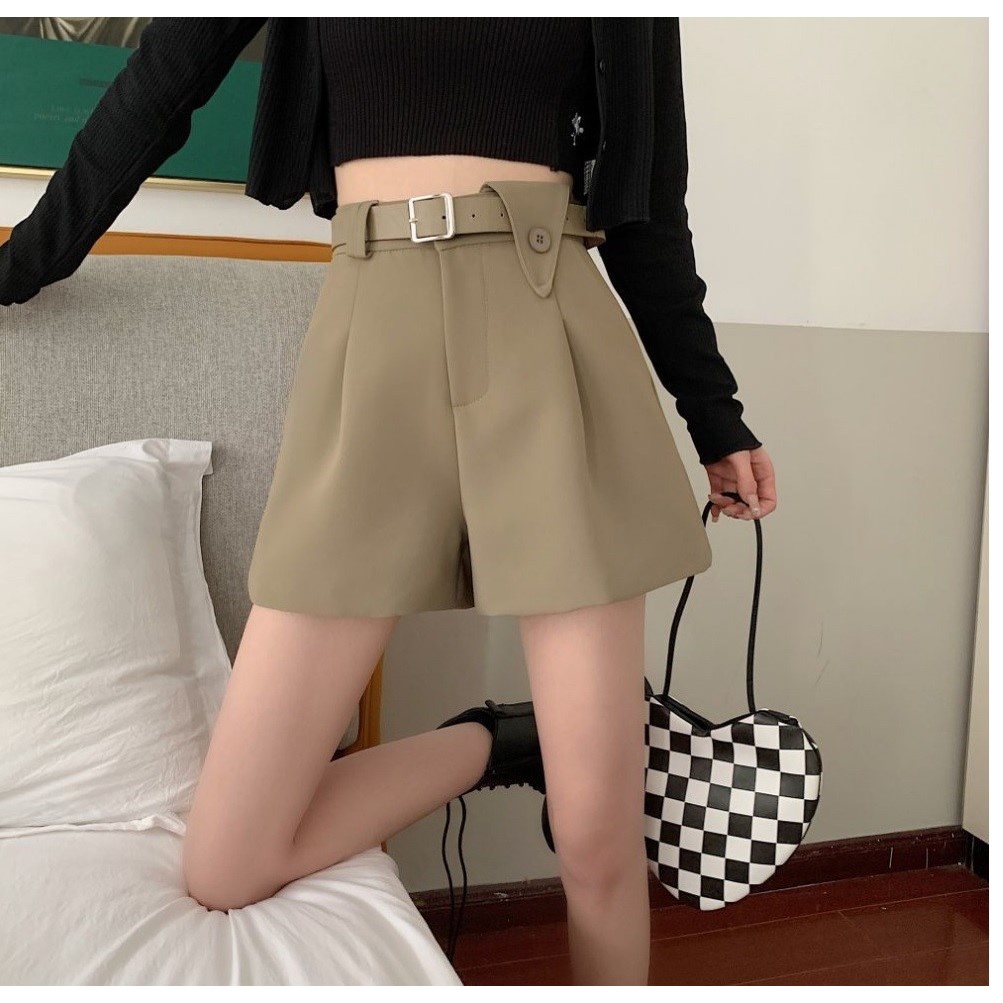 Quần short nữ lưng cao cạp cao DOLOXI kèm đai cá tính Q307