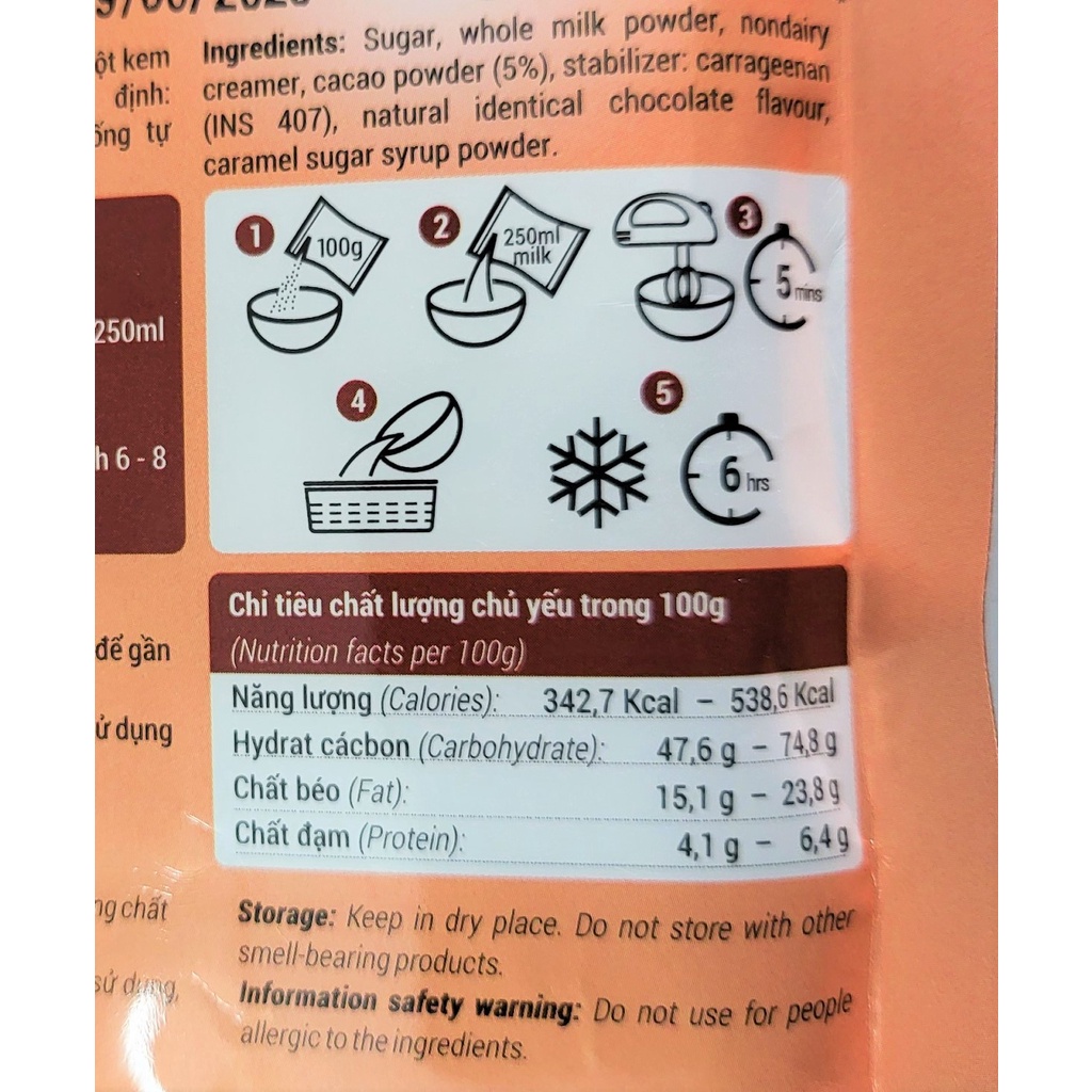 [Gói 100g – SÔ CÔ LA ] BỘT LÀM KEM VIÊN [VN] BENUSCREAM Chocolate Ice Cream Scoop Mix