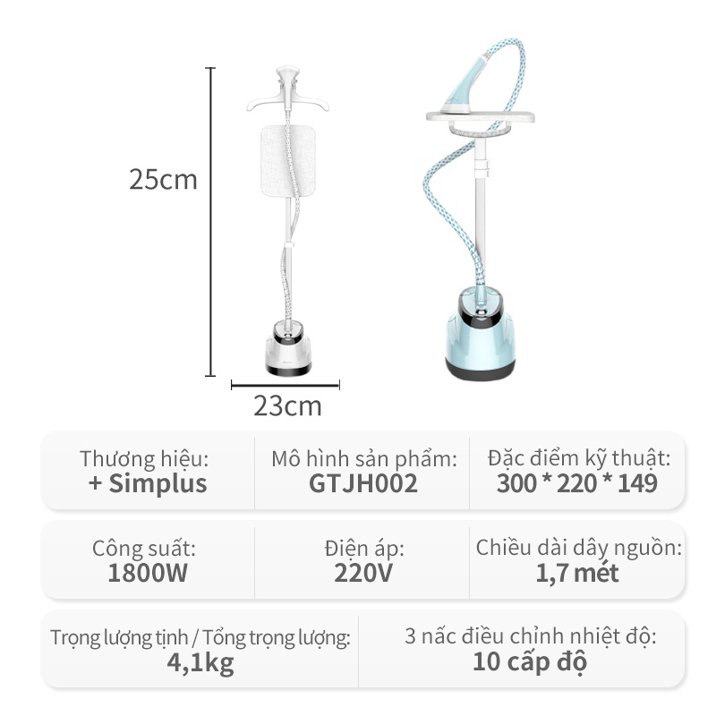 Simplus Bàn Ủi Hơi Nước Đứng Ủi phẳng + ủi treo bàn ủi hơi nước Máy ủi hơi nước cầm tay đa năng iron steamer 1800W