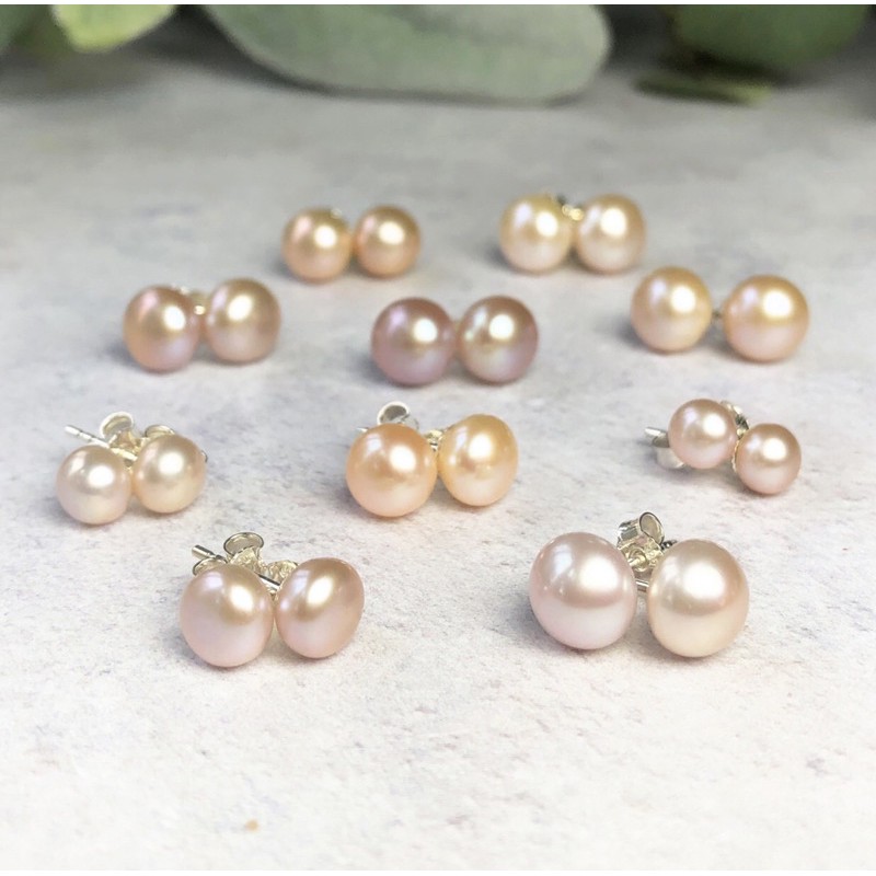 Đôi bông tai hạt nụ màu hồng tím 9ly