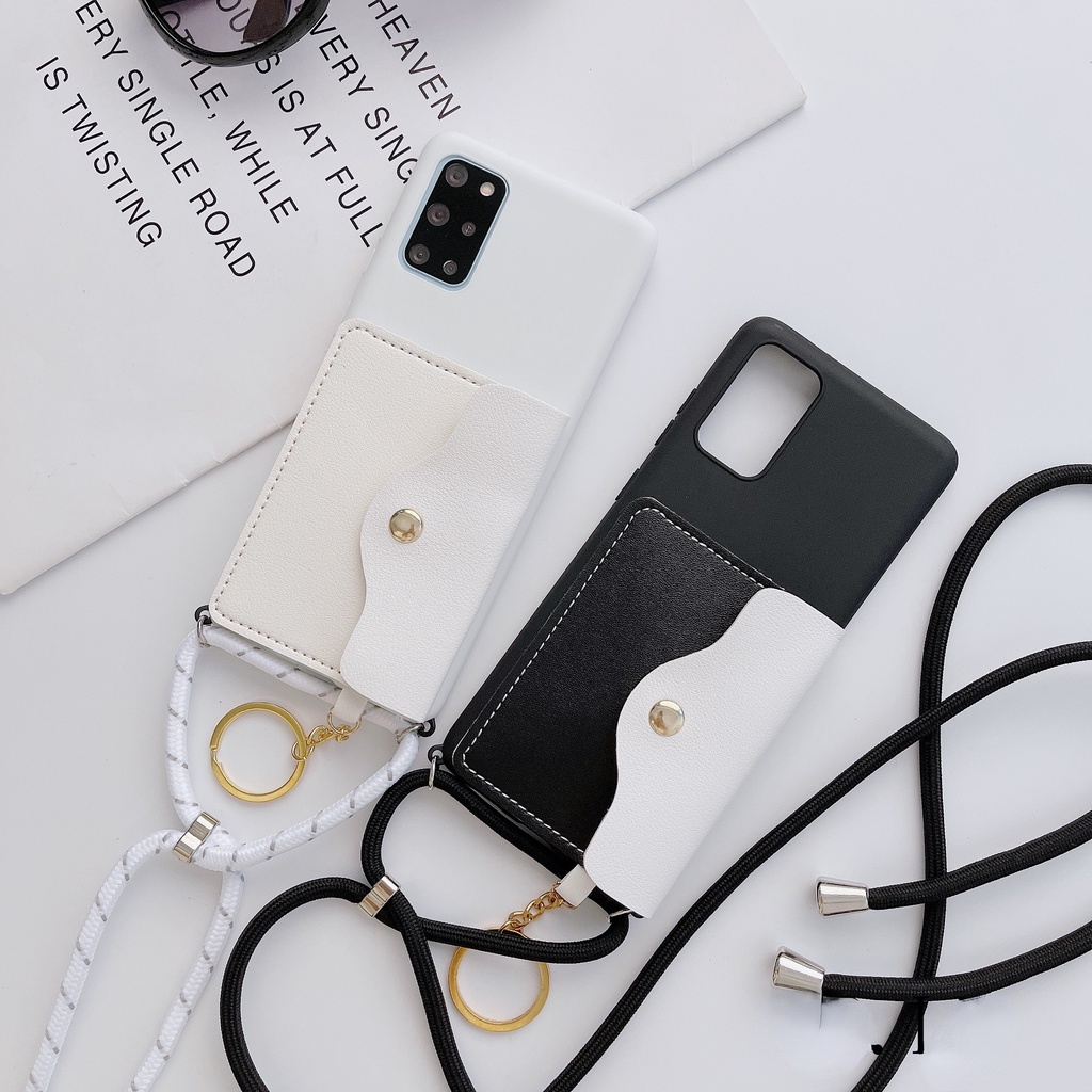 Ốp Điện Thoại Tpu Có Ví Đựng Tiền Và Dây Đeo Cho 7 8 SE 2020 7 8 PLUS X XR XS MAX 11 12 13 PRO MAX 11 12 13