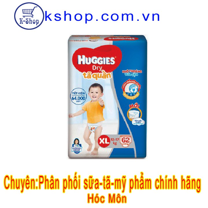 Tã quần Huggies size XL – 62 miếng Mẫu mới 12-17kg